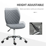 Ergonomic Mid Back Office Chair 360 Swivel Height Adjustable Home Office Grey