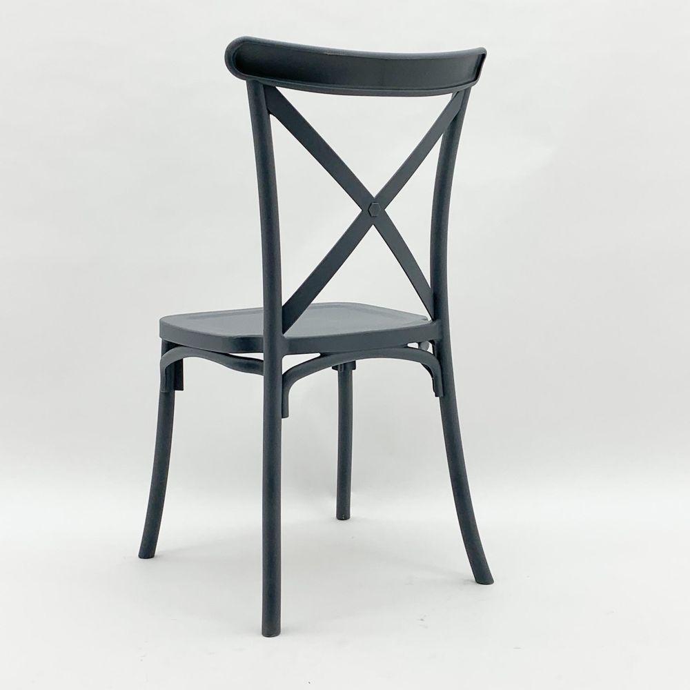 GREY PLASTIC FRENCH CROSS BACK CHAIR