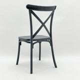 GREY PLASTIC FRENCH CROSS BACK CHAIR