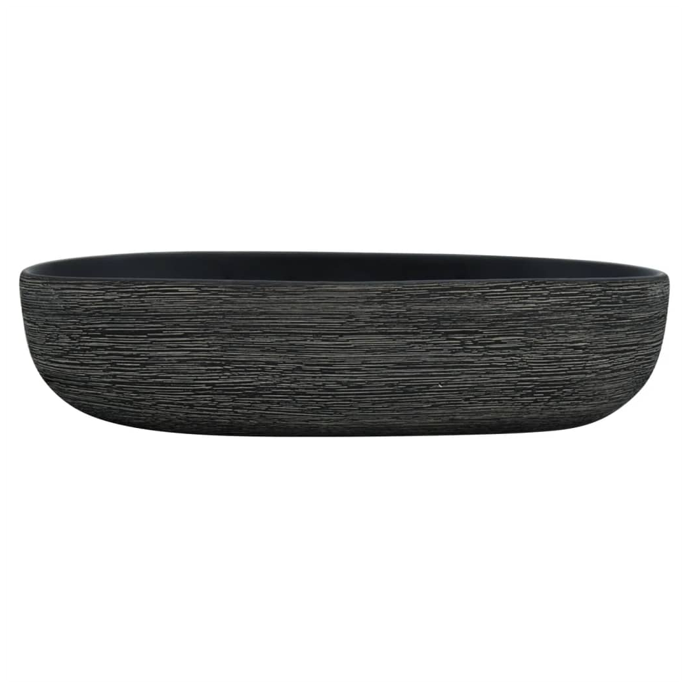 Countertop Basin Grey and Black Oval 59x40x14 cm Ceramic