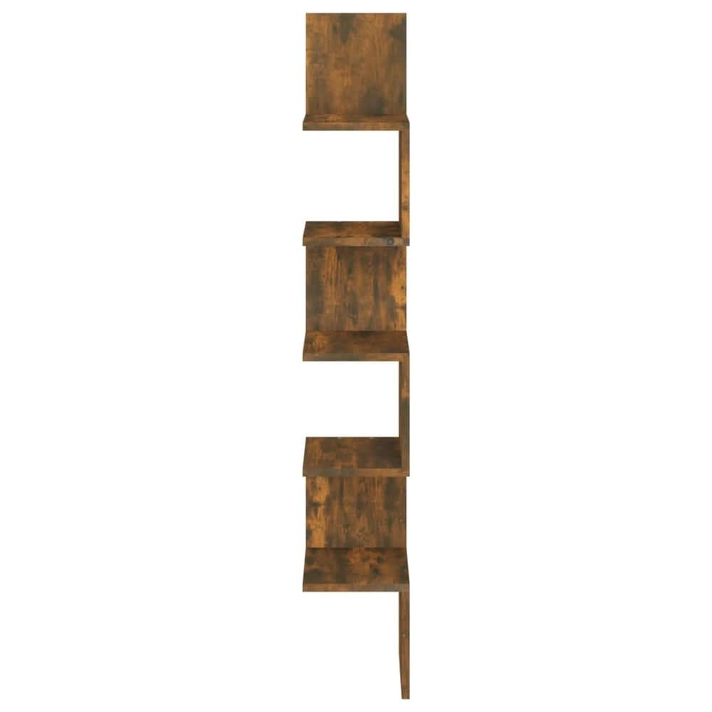 Wall Corner Shelf Smoked Oak 20x20x127.5 cm Engineered Wood