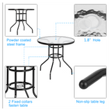 Outdoor Dining Table Round Toughened Glass Table Yard Garden Glass Table