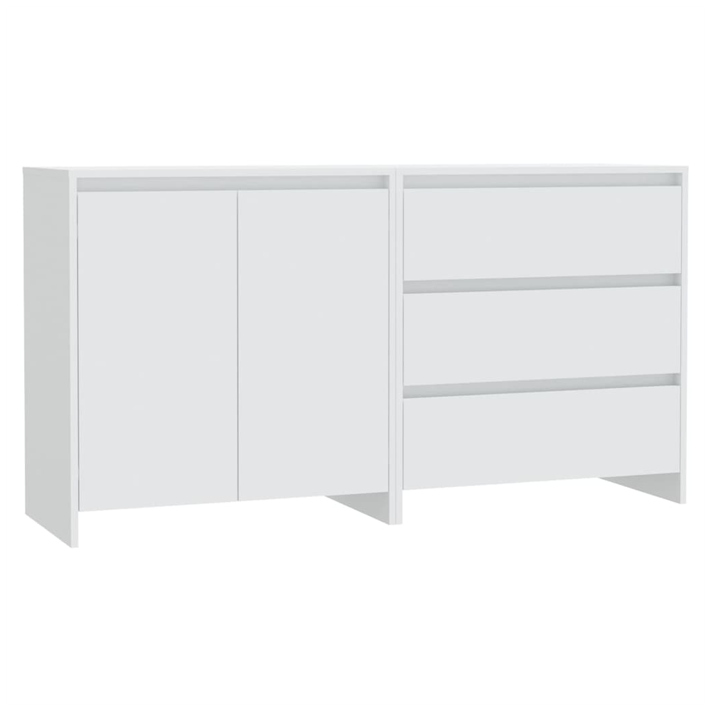 2 Piece Sideboard White Engineered Wood