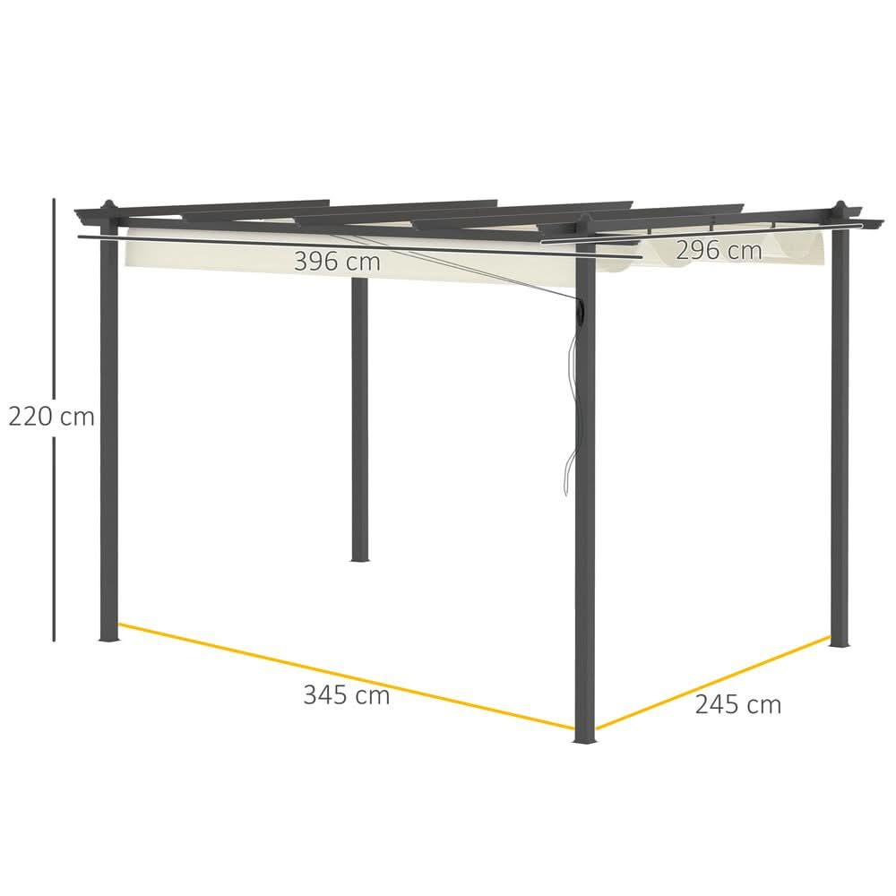 4 x 3m Aluminum Pergola Gazebo Retractable Roof CanopyCream White