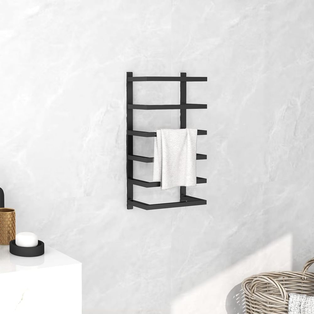 Towel Rack Black 24x12x48 cm Steel