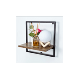 1 Tier Dark OAK Wall Shelf with Black Metal Frame