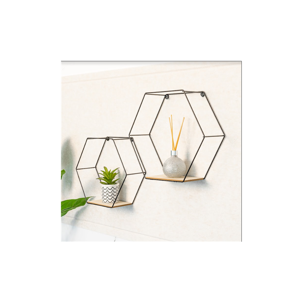 Set of 2 Hexagonal Wall Shelves - CHELF