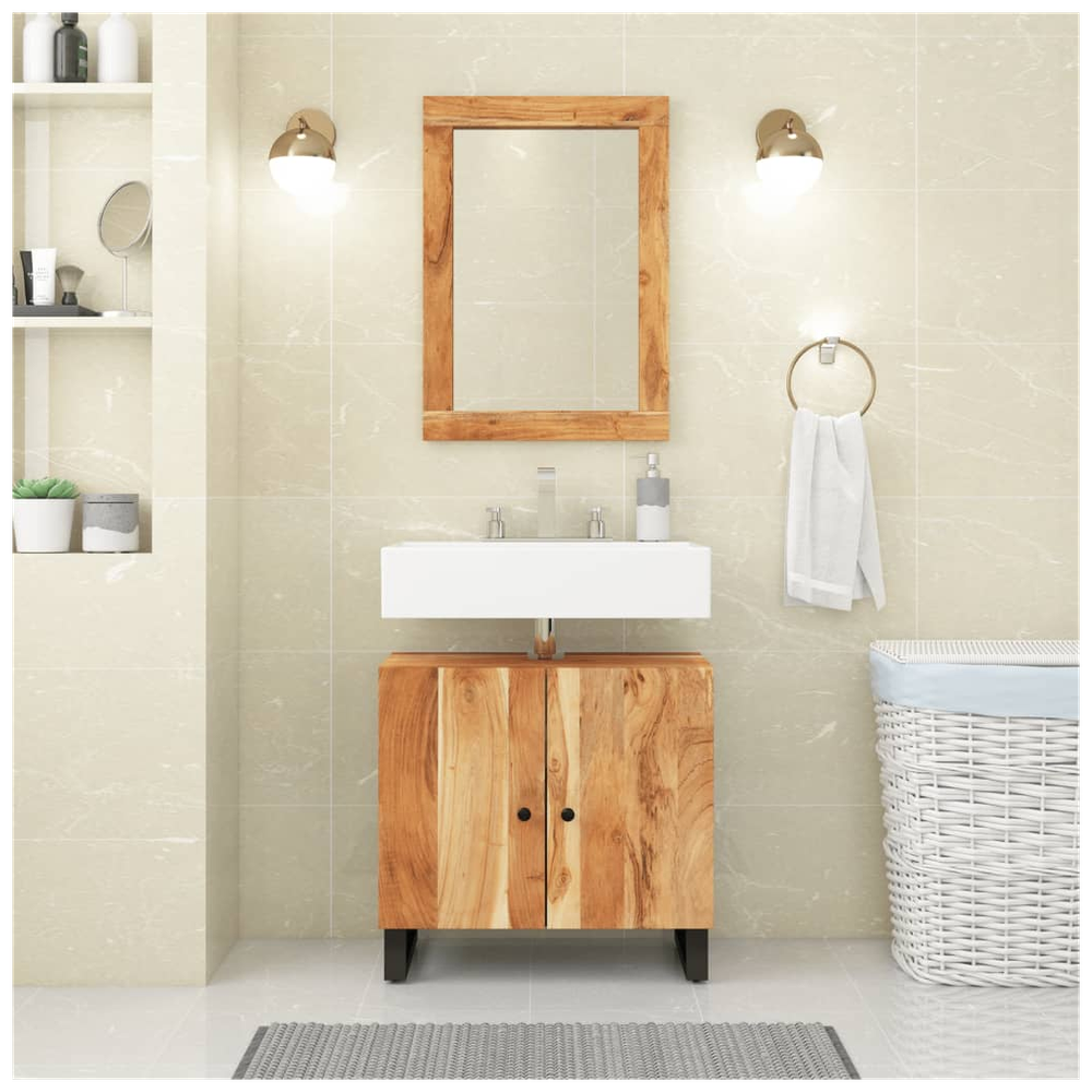 2 Piece Bathroom Furniture Set Solid Wood Acacia