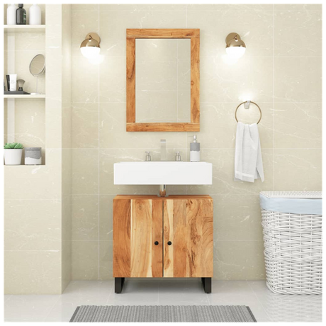 2 Piece Bathroom Furniture Set Solid Wood Acacia