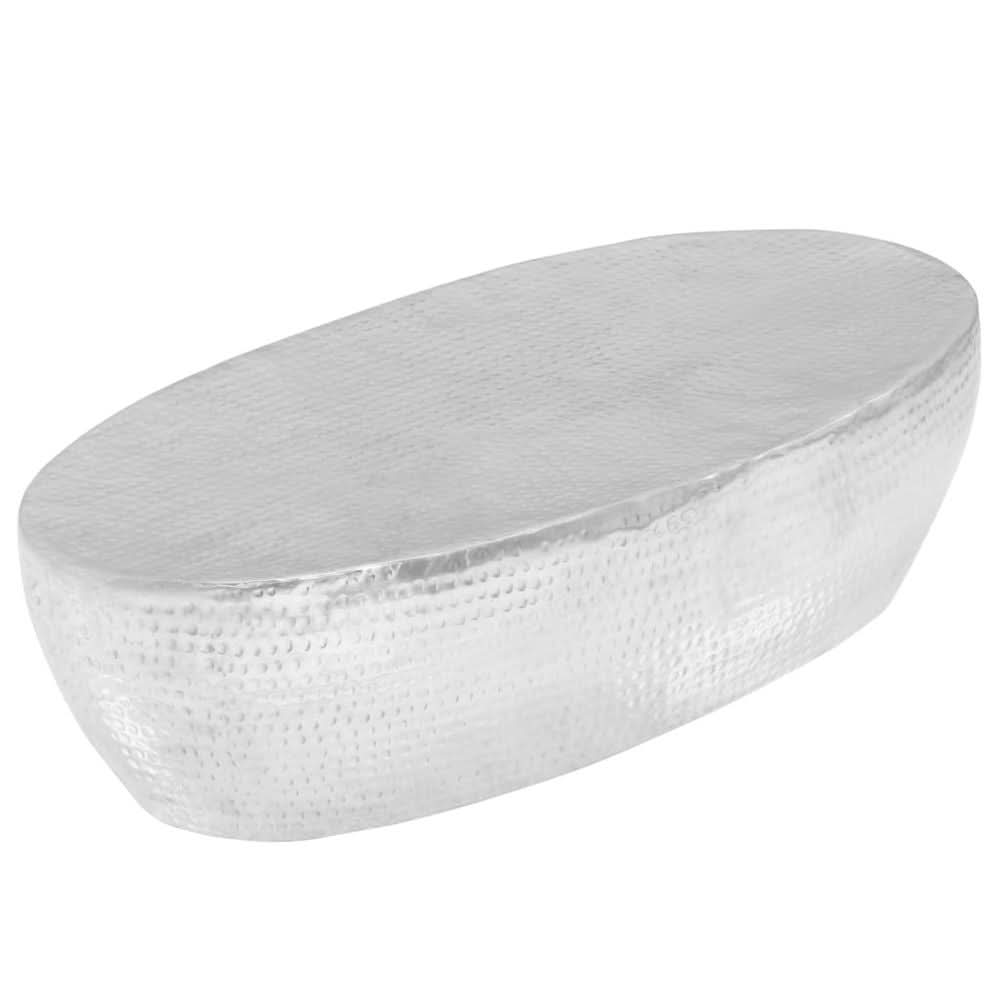 Coffee Table Hammered Silver 100x50x28 cm Aluminium