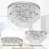 Round Crystal Ceiling Lamp 7 Lights Chandelier Mounted Fixture