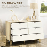 Chest of Drawers, 6 Drawer Unit Storage Chest Bedroom White and Brown