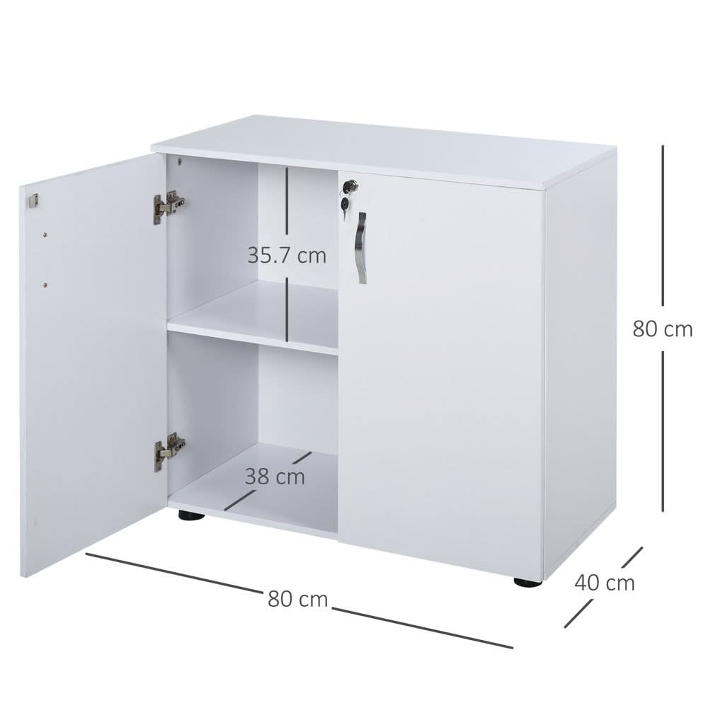 2-Tier Locking Office Storage Cabinet File Organisation w/ 2 Keys White