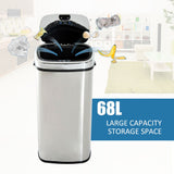 Sensor Bin 68 L Dustbin Stainless Steel Automatic Silver Dust-Silver