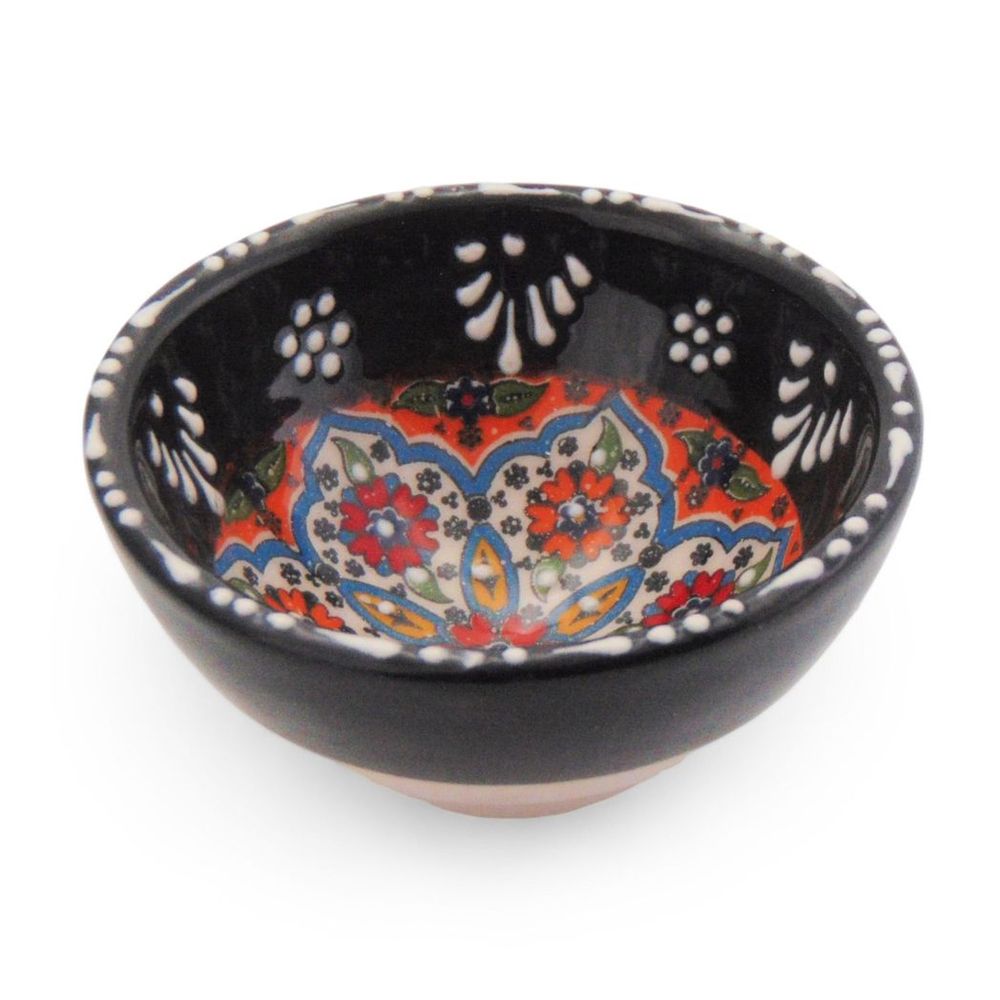 Handmade Ceramic Bowl Mexican Black 8cm