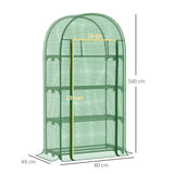 Mini Greenhouse with Storage Shelf, Roll-Up ZipDoorPE Cover, Green