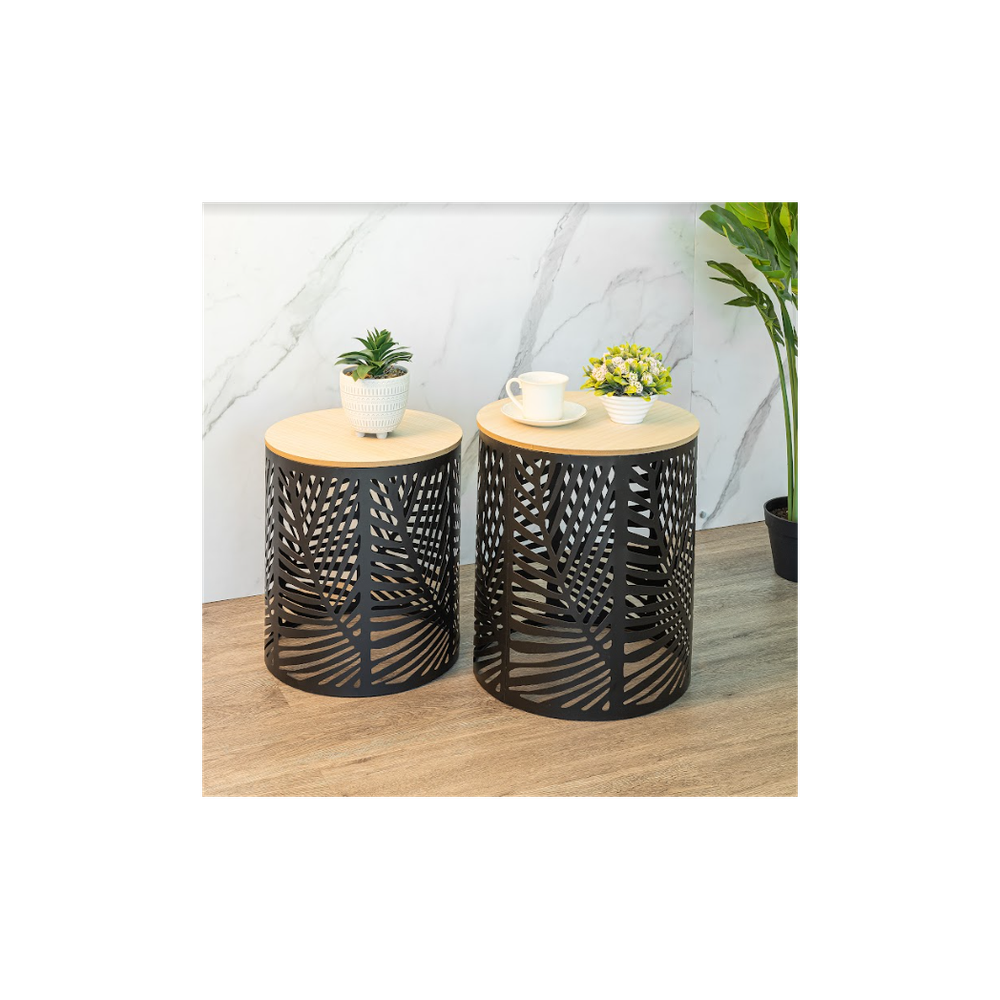 Set of 2 Leaf Cut Basket Table - SLENDER