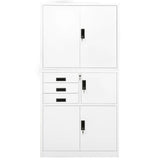 Office Cabinet White 90x40x180 cm Steel