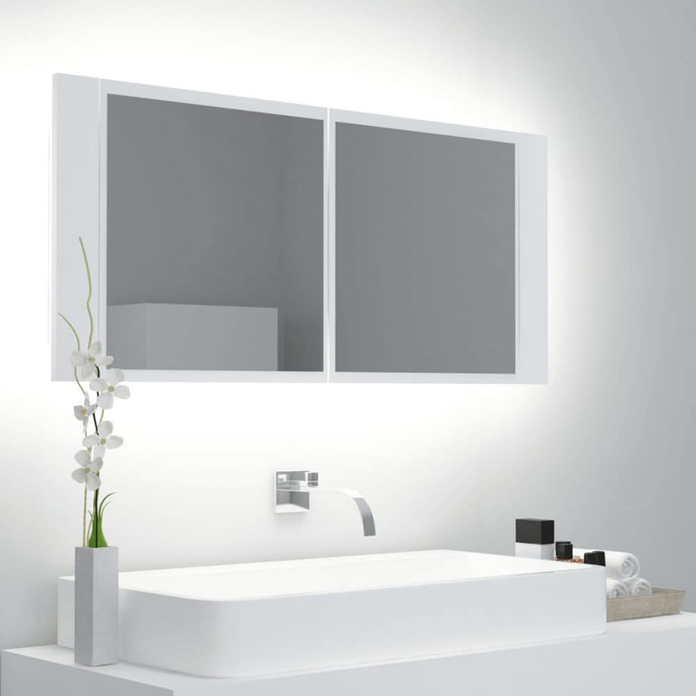 LED Bathroom Mirror Cabinet White 100x12x45 cm Acrylic