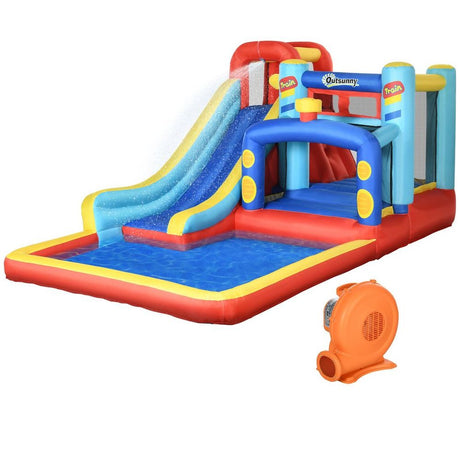 4 in 1 Kids Bouncy Castle Slide Pool Trampoline Climbing Wall Blower