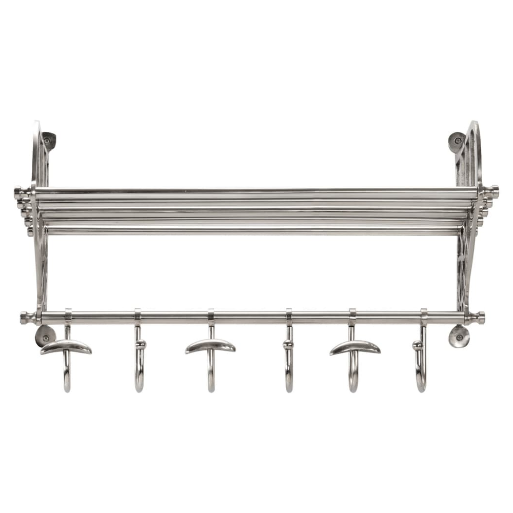 Luggage Rack with Coat Hangers Wall Mounted Aluminium