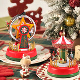 Illuminated Christmas Village Decoration Carnival Scene - Animated Carousel with Led Light Holiday Ornaments Gifts Music