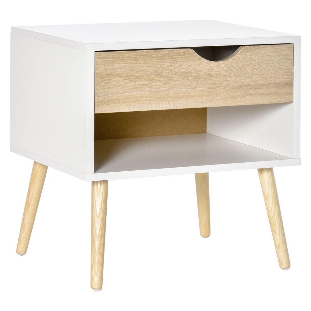 Bedside Table with Drawer and Shelf, Modern Nightstand, End Table