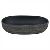 Countertop Basin Grey and Black Oval 59x40x14 cm Ceramic