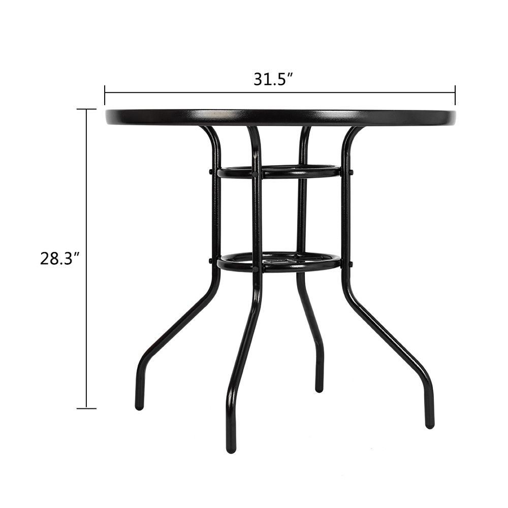 Outdoor Dining Table Round Toughened Glass Table Yard Garden Glass Table