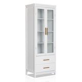 FCH MDF Spray Paint 2 Glass Doors 2 Pumping Cabinet White