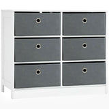 Chests of Drawer, Fabric Dresser Storage Cabinet with 6 Drawers White and Grey