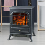 Electric Fire Place 1850W Heater Wood Burning Effect Flame Portable Black