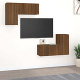 4 Piece TV Cabinet Set Smoked Oak Engineered Wood