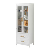 FCH MDF Spray Paint 2 Glass Doors 2 Pumping Cabinet White