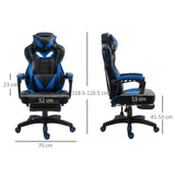 Gaming Chair Ergonomic Reclining w/ Manual Footrest Wheels Stylish Office Blue