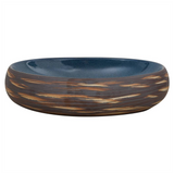 Countertop Basin Brown and Blue Oval 59x40x15 cm Ceramic