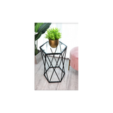 Hexagon Tempered Glass Black Side Table (Small) - SLENDER