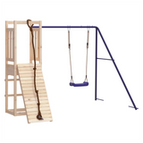 Playhouse with Climbing Wall Swing Solid Wood Pine