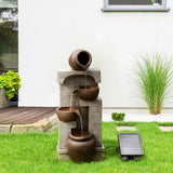 Solar Power Water Fountain Feature with Lights & Battery Back Up