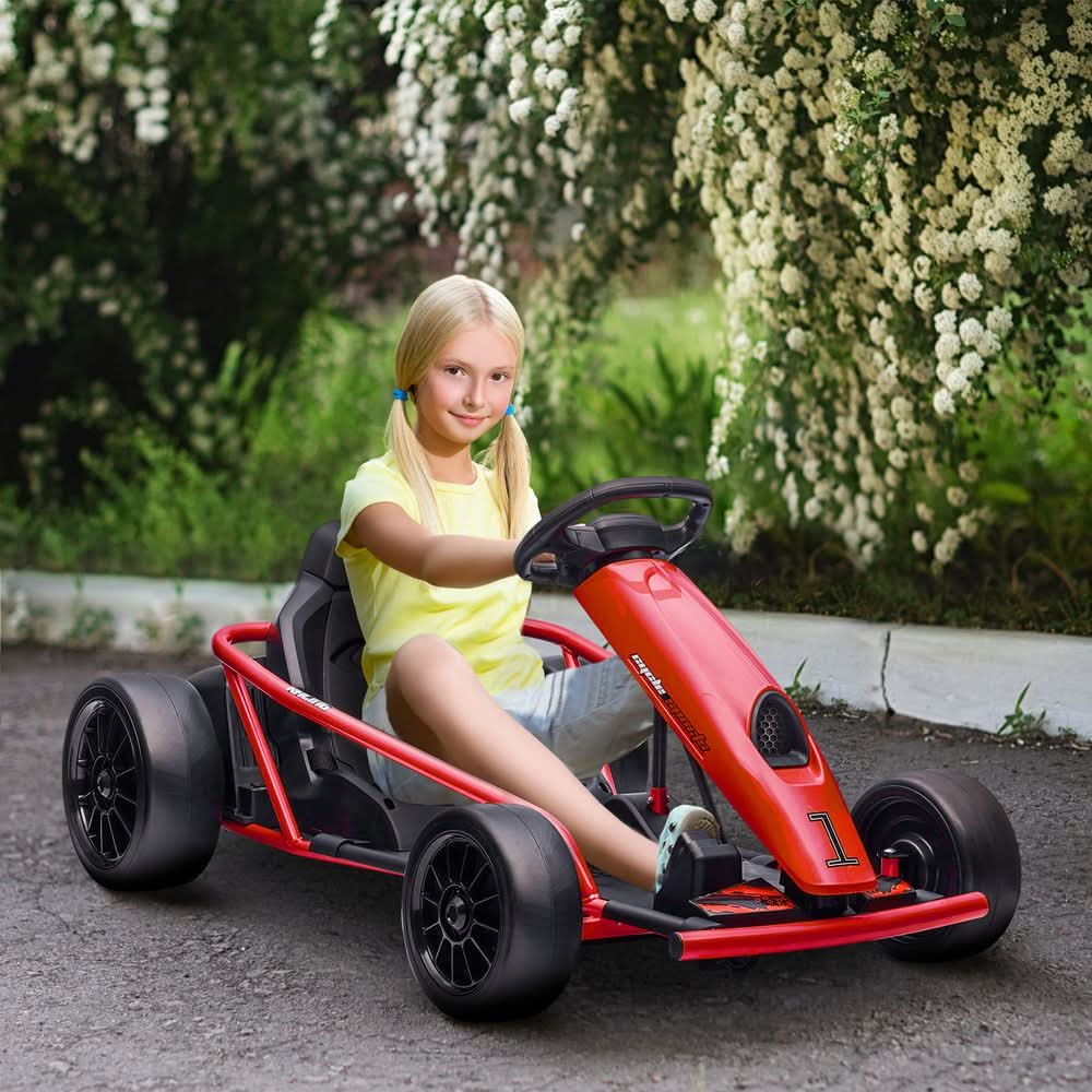 24V Electric Go Kart for Kids with Music, Horn Honking,