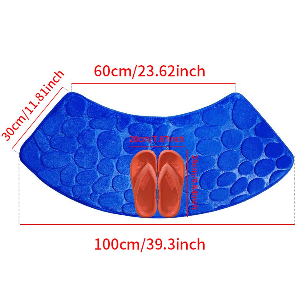 Curved Shower Mat,Anti-Slip Bathroom Carpet Rugs Corner Bath Tub Floor Foot Pads,Washable,Soft Absorbent arc shape bathroom mat