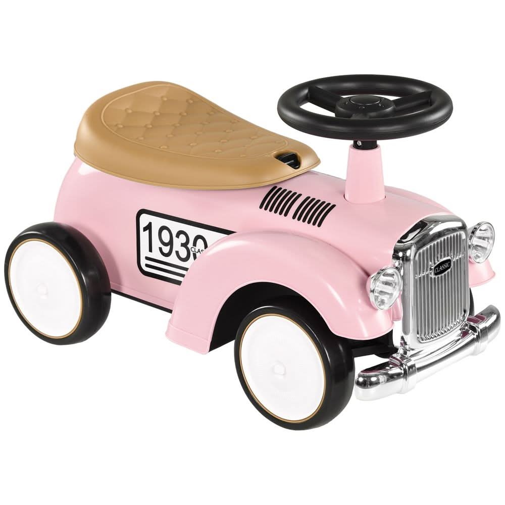 Foot To Floor Slider with Steering Wheel for 12-36 Months Pink