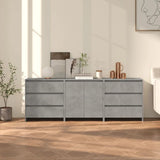 3 Piece Sideboard White Engineered Wood