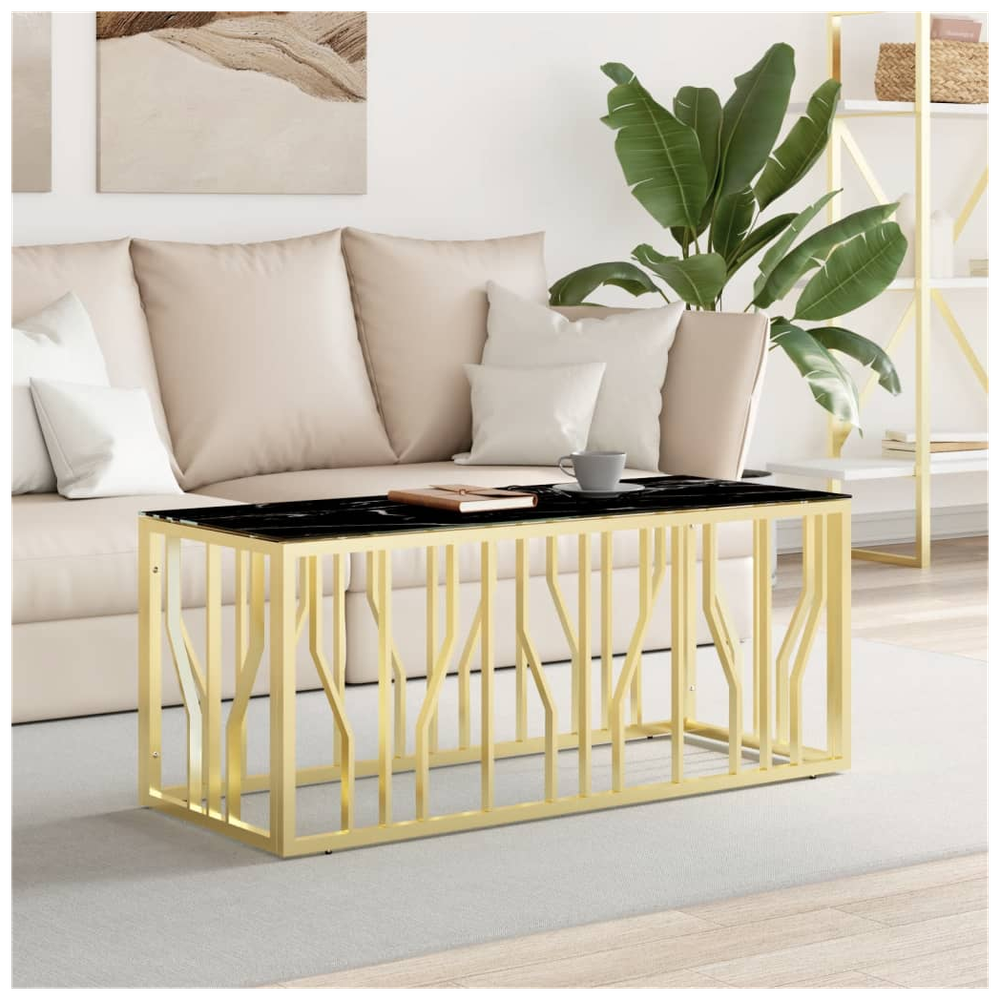 Coffee Table Gold 110x45x45 cm Stainless Steel and Glass