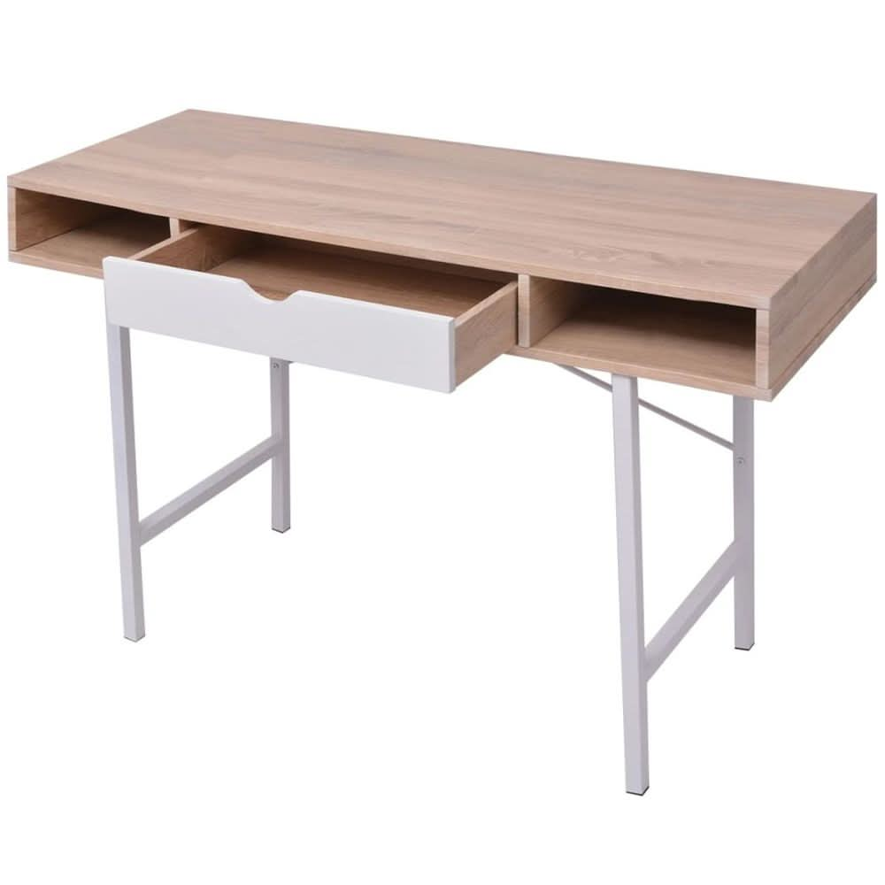 Desk with 1 Drawer Oak and White