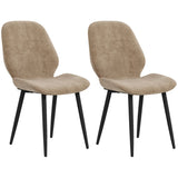 Dining Chairs Set of 2, Upholstered Kitchen Chairs with Metal Legs, Brown