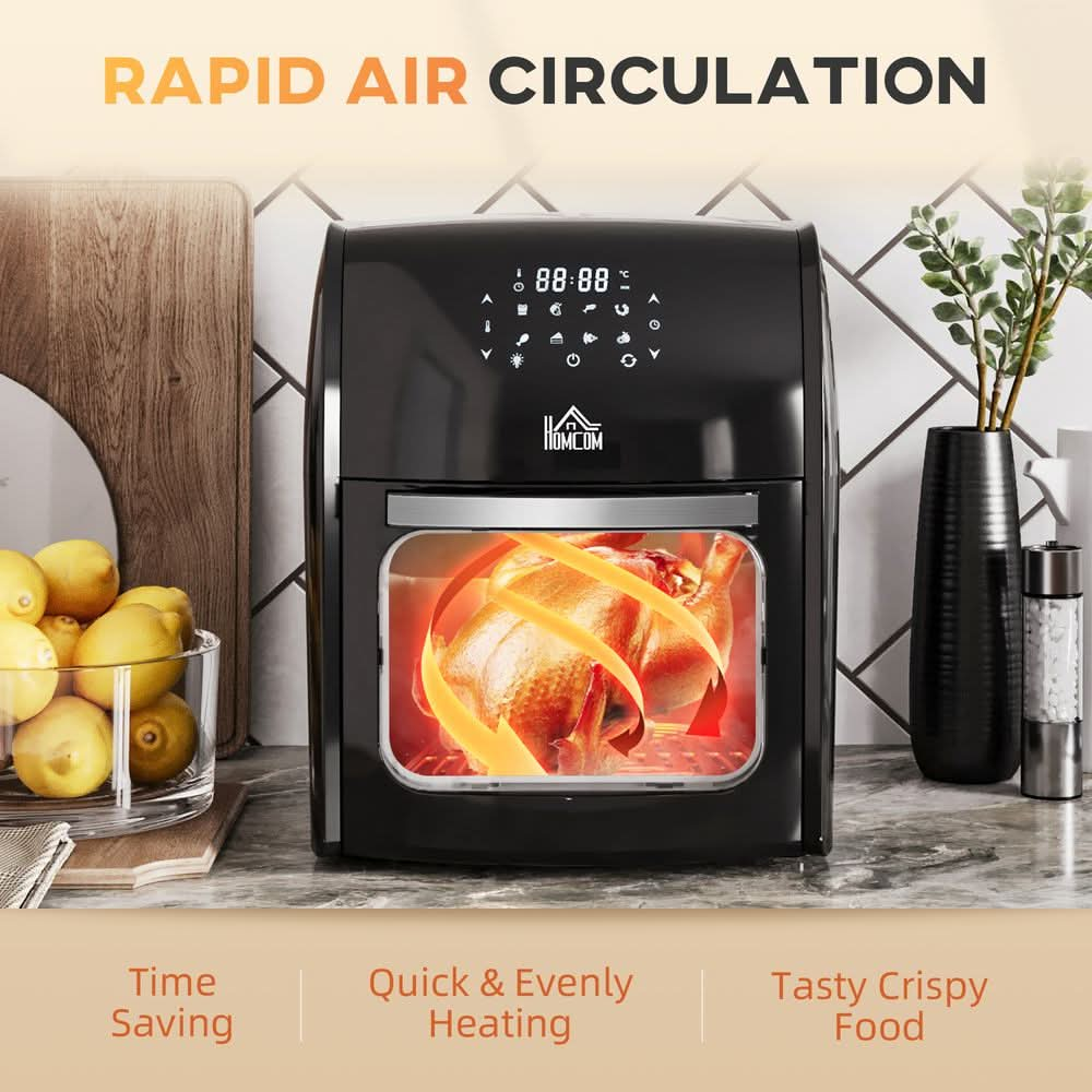 12L Air Fryer Oven 8 Preset Modes Rapid Air Circulation 1800W Black