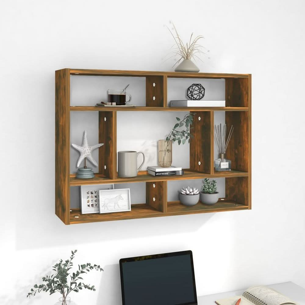 Wall Shelf Smoked Oak 75x16x55 cm Engineered Wood