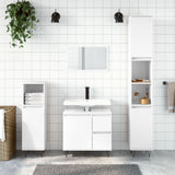 3 Piece Bathroom Furniture Set High Gloss White Engineered Wood