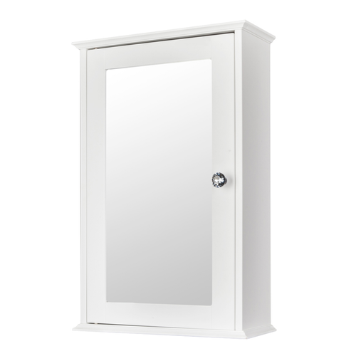 Single Door Mirror Indoor Bathroom Wall Mounted Cabinet Shelf White